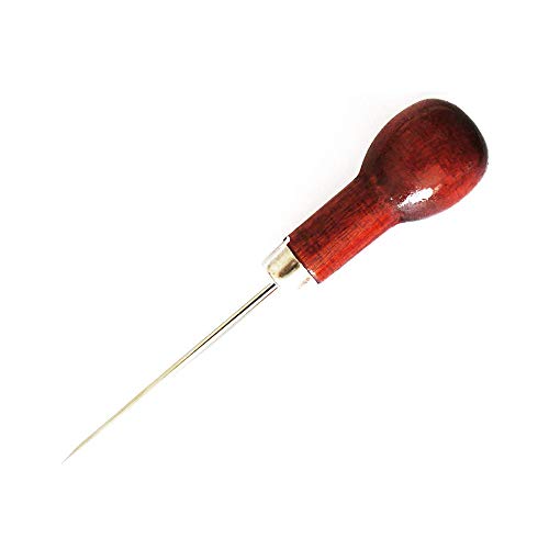 Tcplyn Premium Quality Wooden Handle Clickers Awl Wood Awl Tool Pin Handmade Awl with Wooden Handle Spiked Metal Tool Pointed Blade for Indenting Stitching Punching Holes DIY Garden Hand Tools