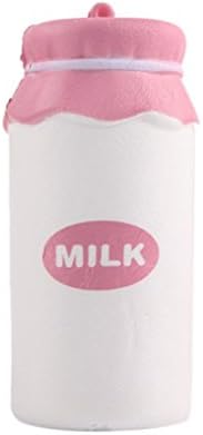 YCYBuy 2 Pieces Very Squishy Slice Kawaii Silly Squishy Milk Bottle Toy Cream Scented Slow Rising Hand Wrist Stress Reliever Toy (Pink)