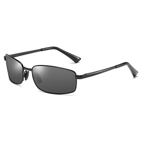 Men's Polarized Sunglasses Rectangular Metal Frame Classic Style Large
