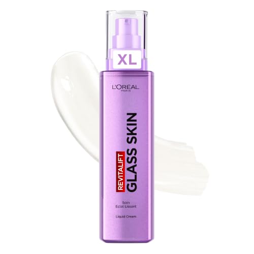 L'Oréal Paris - Soin Éclat Lissant Visage – Crème Liquide Hydratation glass skin - À l'Acide Hyaluronique & Vitamines B5 et Cg + B3 - Tous Types de Peau - Revitalift Filler Glass Skin - 70 ml
