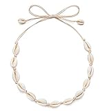 HENGSONG Cowrie Shell Choker Necklace for Women Hawaiian Seashell Pearls Choker Necklace Statement Adjustable Cord Necklace