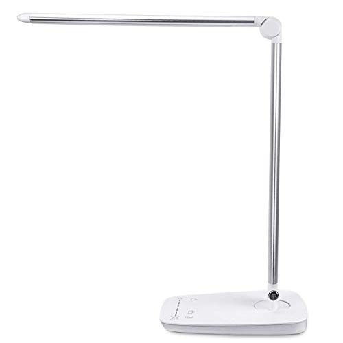 Desk Lamp, PEMOTech 10W Adjustable LED Desk Lamp with USB Charging Port, 10 Color Temperatures(2700-6500K), 7 Brightness Levels, Touch-Sensitive Control, Eye-care 108 Pieces LED Table Light