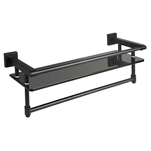 Shower Glass Shelf SUS 304 Stainless Steel Bath Wall Shelf with Towel Bar and Rail Wall Mount