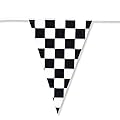 100 Foot Long Race Track Car Finish Line Black and White Plastic Pennant Party Checker Pattern String Curtain Banner for Decorations, Birthdays, Event Supplies, Festivals, Children & Adults