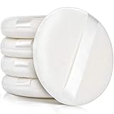 5pcs Powder Puffs, YGDZ 4 Inch Large Loose Body Powder Puffs with Ribbon Ultra Soft Washable Velour Fluffy Powder Puff for Body Powder, White