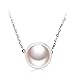 Amelery Pearl Necklace Simulated Pendant Pearl 9-10mm 925 Sterling Silver Chain 18'' Necklaces Jewelry for Women