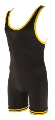 Matman 83 Adult Nylon Wrestling Singlet, Black/Gold, 3X-Large