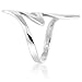 925 Sterling Silver Large Long 34 MM Modern Style Wave Ring - Size 10