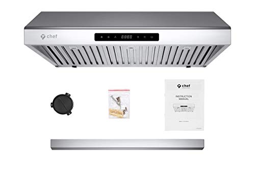 Chef 30" Under Cabinet Range Hood PS10 | PRO PERFORMANCE | Stainless Steel | Touch Screen with High 900 CFM Airflow | Delay Auto-Shut Feature | LED | 3 Speed Settings (Certified Refurbished)