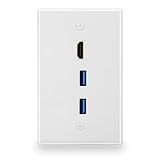 BATIGE 3 Ports HDMI & USB 3.0 Keystone Wall Plate Single GANG USB 3.0 HDMI Wall Outlet Mount Socket Face Plate Cover (2xUSB 3.0 & HDMI)