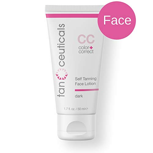 Tanceuticals Facial Self Tanner - CC Self Tanning Lotion for Face Gives Natural, Long Lasting Sunless Tan - Fresh Coconut Scent - Won't Clog Pores or Cause Acne - Easy to Apply - Dark Shade 1.7 oz