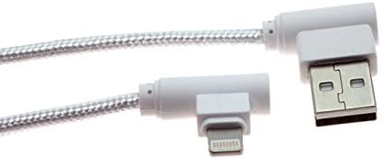90 degree COSMOCAT Braided USB Charging and data transfer Cable for iPhone &amp; iPad 3.3 feet (1 m) (white)