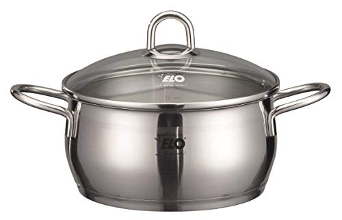 ELO Cookware 90604 Platin Stainless Steel Kitchen Induction Cookware Pots and Pans Set with Shock Resistant Glass Lids, 7-Piece (Certified Refurbished)