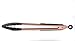 COOK WITH COLOR Stainless Steel Silicone Tipped Kitchen Food BBQ and Cooking Tongs Set of Two 9” and 12” for Non Stick Cookware, BPA Fee, Stylish, Sturdy, Locking, Grill Tongs, Rose Gold and Gray