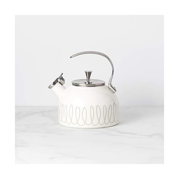 Kate Spade New York 886301 Charlotte Street Gray Metal Kettle, Grey, 2.