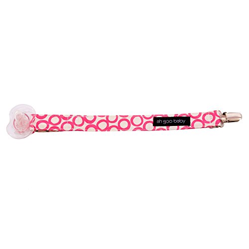 Ah Goo Baby Pacifier Clip, Easy & Quick Velcro Attachment, Bubbles In Juice Pattern