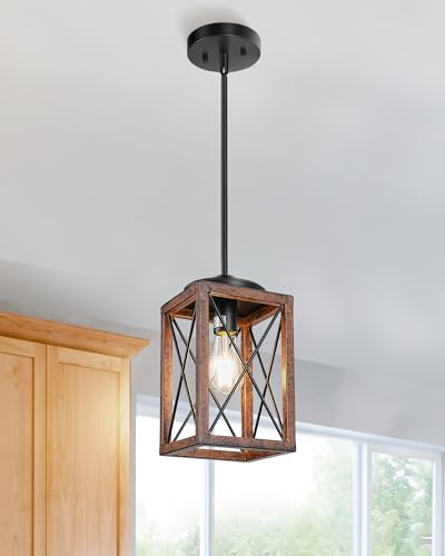 Dewenwils Farmhouse Wood Pendant Light