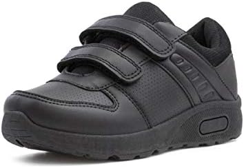 PODIUM Boys Black Double Touch Fasten Trainer