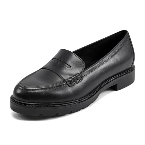 Rockport Women's Kacey Penny, Black Leather, 7.5 Wide