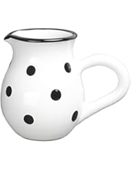 City to Cottage Handmade White and Black Polka Dot Ceramic Creamer, Milk Jug, Pourer, Pitcher Jug, Pottery Housewarming Gift for Tea Coffee Lovers