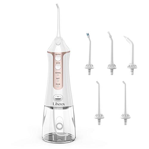 Liberex Cordless Water Flosser - Portable Oral Irrigator with 5 Jet Nozzles, IPX7 Waterproof 300ml Reservoir, 3 Modes Dental Care Teeth Jet for Teeth Braces,USB Rechargeable - Thumbnail 7