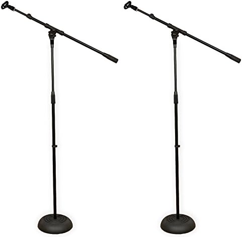 Podium Pro Adjustable Steel Microphone Stands with Booms and EZ Mic Clips 2 Stand Set MS1SET5-2S