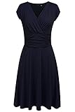 Finejo Women's V-Neck Casual Vintage Ruched Waist Cocktail Swing Party Dress