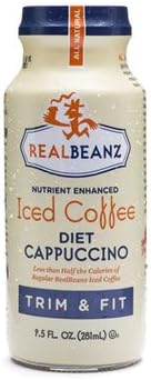 Realbeanz Diet Trim and Fit Iced Coffee, Cappuccino, 9.5 Ounce Glass(Pack of 12)