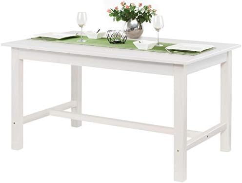 Loft24 A S Esstisch 220 Cm Landhaus Esszimmertisch Rechteckige Tischplatte Holztisch Kuchentisch Kiefer Massivholz Weiss Amazon De Kuche Haushalt