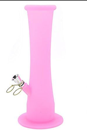 Unbreakable Detachable 8.66'' Silicone Water Shisha Hookah Equipment Smoking Water Rig, Mini Folding Portable Medical Grade Silicone for Travel Safe Tube Straight Style (8.66''Pink)