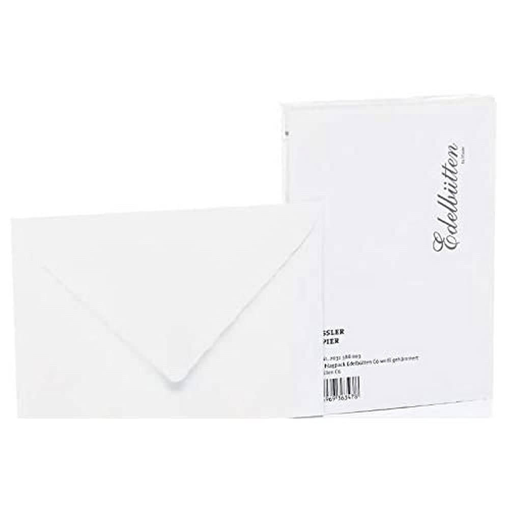 Rössler Papier 2031388003 - Enveloppen pakket DIN C6, zijdevoering, 20 stuks, handgeschept papier, gehamerd, wit — image 1