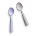 Miniware Teething Spoon Cutlery Set with Carrying Case for Baby Toddler Kids - Promotes Self Feeding | 100% Food Grade Silicone | BPA Free | Modern & Durable | Dishwasher Safe (Grey and Lavender)