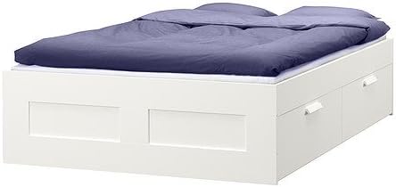 IKEA Bed Frame with Storage, White, Queen Size
