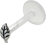 Leaf Lip Ring BioFlex-BioPlastic Labret Stud-18g-16g-14g Cartilage Earring-Tragus-Monroe Piercing Jewelry