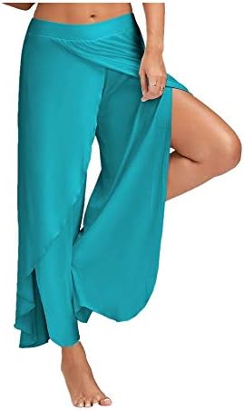 GOLDSOCKS Hotsell Women's Casual High Slit Layered Wide Leg Yoga Pants Cropped Palazzo Pants Women Ladies Solid High Split Yoga Sport Belly Elastic Waist Dance Loose Long Trousers