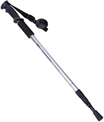 TOPUNDER Trekking Walking Hiking Sticks Poles Alpenstock Anti-Shock 52-110cm (Silver)