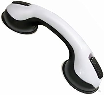 TooFun Grab Bar Suction Shower Handle &amp; Bathroom Balance Bar - Safety Hand Rail Support - Handicap, Elderly, Injury, Senior Assist Bath Handle, Non Skid (12 Inches, Black/White)