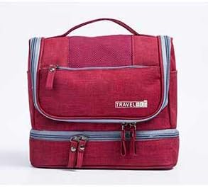 Maroon & Blue Travel Toiletry Bag | Great Versatile Waterproof Bag for Men & Women | Multi Compartment 2-Layer Design with Dry & Wet Separation | Plus Travel Pillow, Eye Mask and Ear Plugs