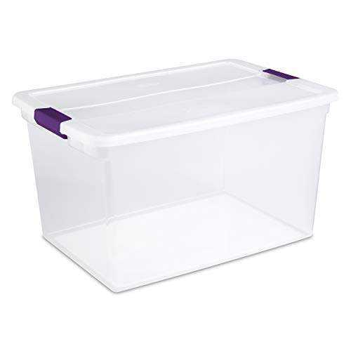 Sterilite 17571706 66 Quart/62 Liter ClearView Latch Box, Clear Lid & Base w/ Sweet Plum Latches, 6- - //coolthings.us