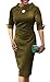 noabat Women's Vintage One-Piece Dress Wrap Skirt Elbow Sleeve Cocktail ArmyGreen Small