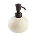 mDesign Retro Bathroom Round Ceramic Refillable Liquid Soap Dispenser Pump Bottle for Vanity Countertop, Kitchen Sink - Holds Hand Soap, Sanitizer, Lotion & Essential Oils - Vanilla/Bronze
