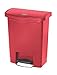Rubbermaid Commercial Products Streamline Slim Step-On Plastic Trash Can, 8 Gallon, Red, Hands-Free Garbage Can for Medical Waste in Hospitals/Lab/Emergency/Patient Rooms