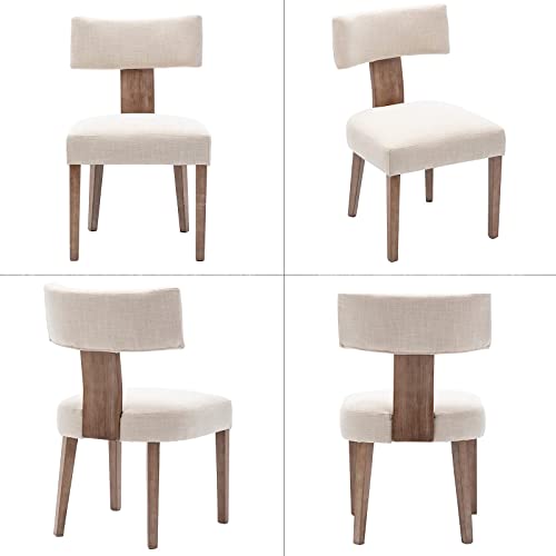 HNY Mid Century Modern Dining Chairs Set Of 4, Farmhouse Linen Fabric ...