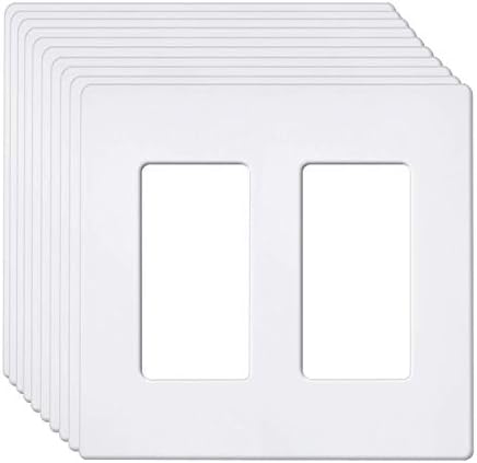 [10 Pack] BESTTEN 2-Gang Screwless Wall Plate, USWP6 Snow White Sequence, Decorator Outlet Cowl, 4.69” x 4.73”, for Gentle Swap, Dimmer, GFCI, USB Receptacle, UL Listed