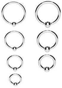 Vault 101 LimitedSurgical Steel Ball Closure Captive Ring BCR, Lip Nose Ear Tragus Septum Ring Silver (1.0mm (18g), 10 MM)