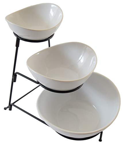 3 Tier Oval Chip And Dip Set Party Food Server Display Set Three Tiered Snack Server with metal rack