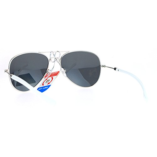 Polarized Lens Sunglasses Classic Aviators Unisex Fashion Shades Silver, Black