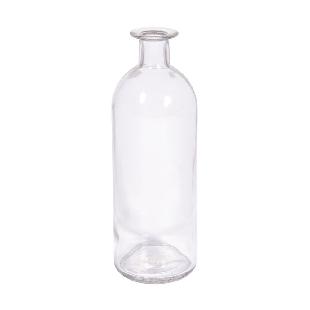 Rayher Glass Vase for Fresh and Dried Flowers, Single Stem Vase, Single Flower Glass Vase, Bottle-Shaped Vase for Single Rose, 20cm, 46696000