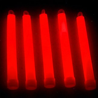 6" premium lumistick glow light sticks red (tube of 25)