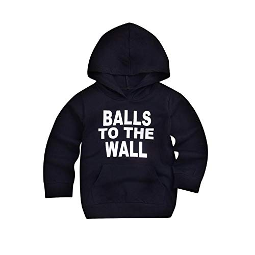 0-4 Years Old Toddler Kids Boys Girls Hooded Pullover Sweatshirt Black Casual Letter Tops Hoodie Pockets Outfits (Black A, 0-6 Months)